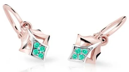 Cutie Jewellery Dětské náušnice z růžového zlata C2220-10-X-4 světle zelená