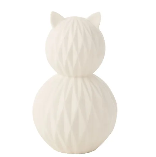 Bílá porcelánová lampa kočka Cat Led - Ø 13*22 cm J-Line by Jolipa