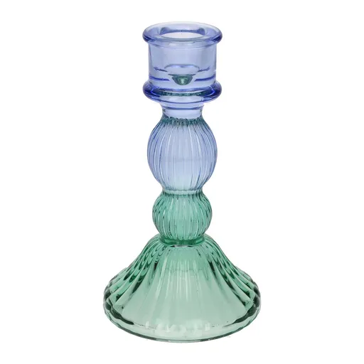 DUIF Skleněný svícen LIOR 15cm zelená fialová