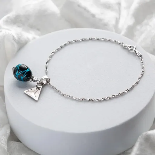 Lampglas Náramek Cobalt Nude s ryzím stříbrem BNM3/AG/RHO 19 cm