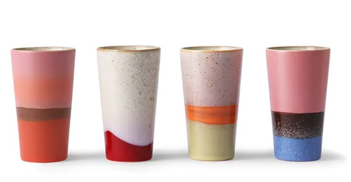 4ks barevný retro hrnek na latté 70s - Ø 7,5*13cm / 280ml ACE6911