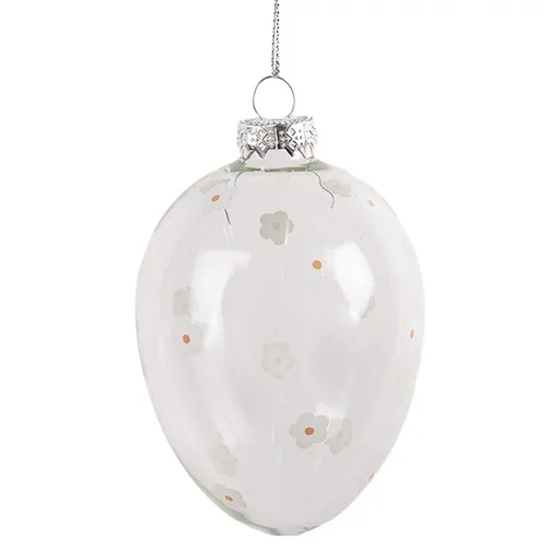 Závěsné skleněné vajíčko s malovanými květy Egg Bloom - Ø 7*10 cm  6GL4463