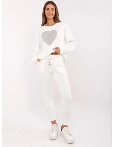 Teplákové kalhoty z viskózové směsi v barvě ecru