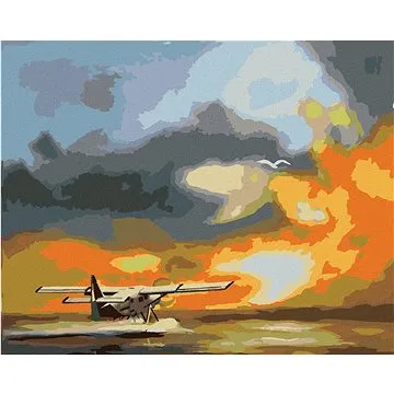 Zuty - Malování podle čísel - LETADLO A ZÁPAD SLUNCE (D. RUSTY RUST), 80x100 cm, vypnuté plátno na r (HRAmmb01485nad)