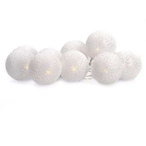LED řetěz vánoční koule bavlněné, 10 LED, 1m, 2 x AA, IP20