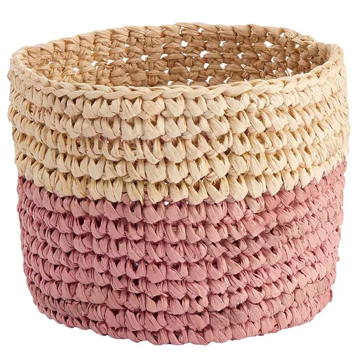 ISALO Košík háčkovaný 7,5 cm - přírodní/růžová