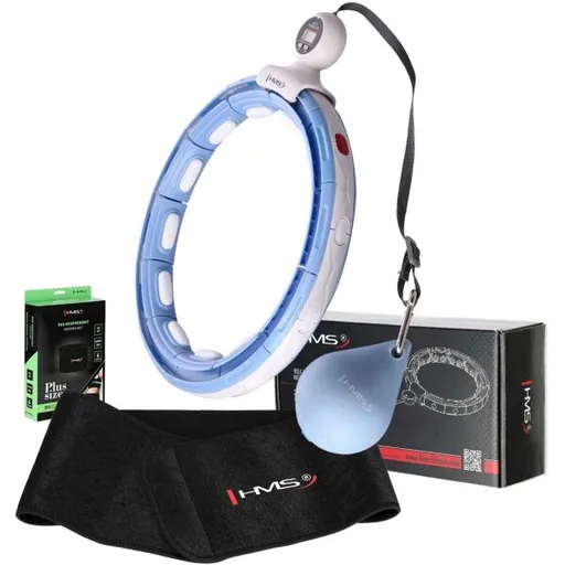 HMS SET HHM15 + BR163 PLUS SIZE Sada masážní obruče se závažím a zeštíhlujícího pásu, světle modrá, velikost