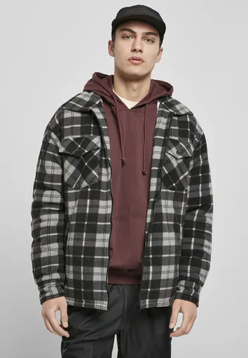 Urban Classics Plaid Teddy Lined Shirt Jacket black/white - S