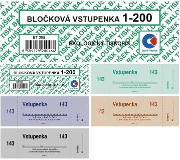 Tiskopis Bločkové vstupenky 13,3x3,9cm 200 listů BALOUŠEK