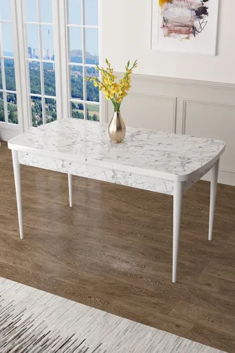 Jídelní stůl Zen - White Marble, White