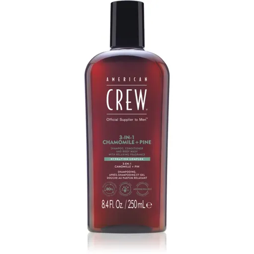 American Crew 3 in 1 Chamimile + Pine 3 v 1 šampon, kondicionér a sprchový gel pro muže 250 ml