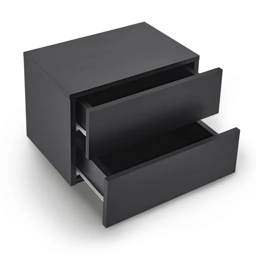 Závěsný noční stolek 40x29x30 cm černý, 2 zásuvky