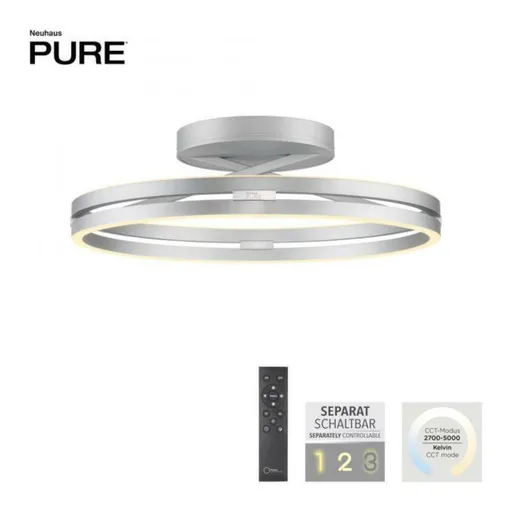 PAUL NEUHAUS Stropní svítidlo PURE Loop LED 7W 2700-5000K + LED 30W 2700-5000K šedá 6552-95
