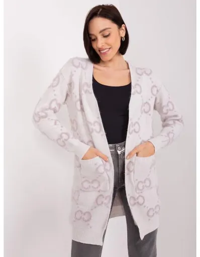 Světle fialový vzorovaný kardigan s kapsami