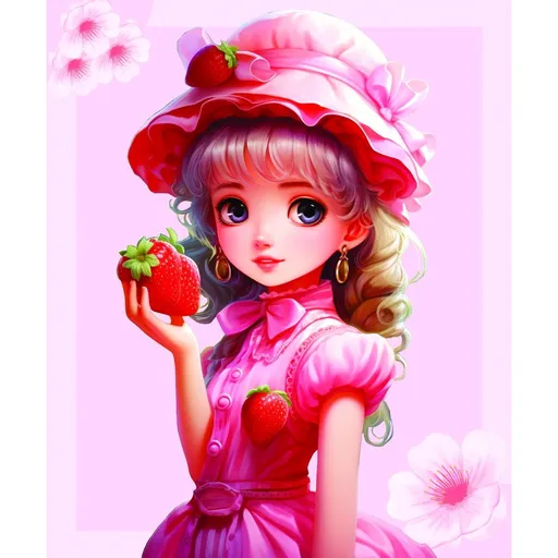 Diamantové malování - Jahodová panenka 25 x 30 cm