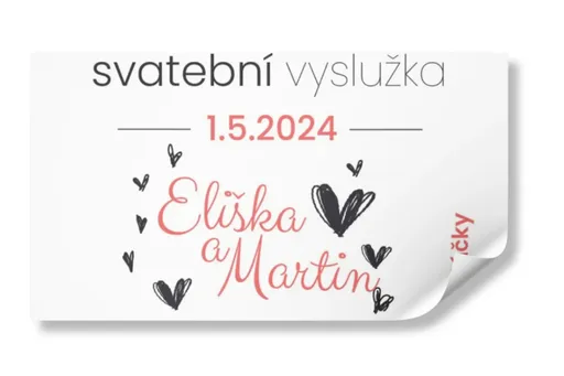 Personal Nálepka na výslužku - Srdíčko Zvolte množství: od 20 ks do 40 ks