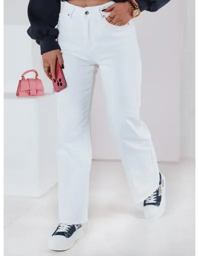 Dámské džínové kalhoty se širokými nohavicemi LUXEFLOW bílé