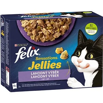 Felix Sensations Jellies jehněčí, makrela, treska, krůta v lahodném želé 12 x 85 g (7613039757062)