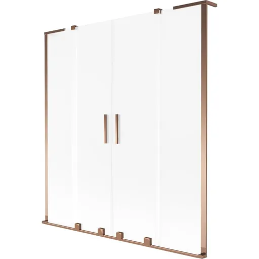 MEXEN/S Velar L Duo dvoukřídlá posuvná vanová zástěna 150 x 150, dekor, růžové zlato 896-150-003-32-60