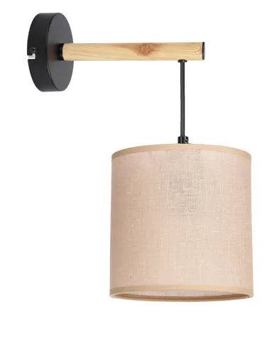 Kombinovaná nástěnná lampa černá 1x60W E27 stínidlo béžové