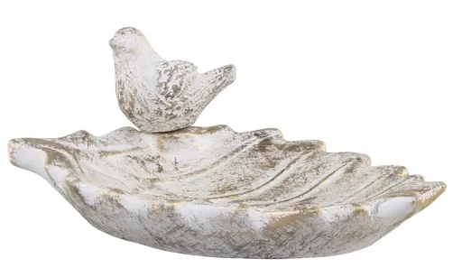 Bílo - zlaté antik cementové krmítko pro ptáčky Vittel - 22*14*9cm Chic Antique