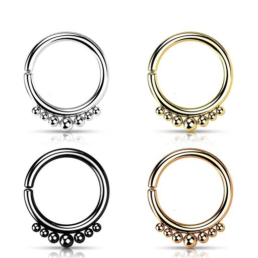 Piercing do nosu z chirurgické oceli - lomený kruh, kulatý, 1 mm - Barva: Černá