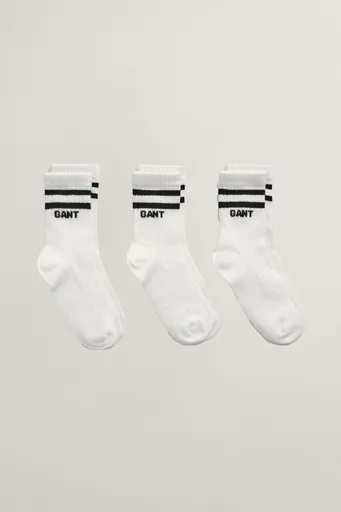 PONOŽKY GANT LOGO RIB SOCKS 3-PACK WHITE