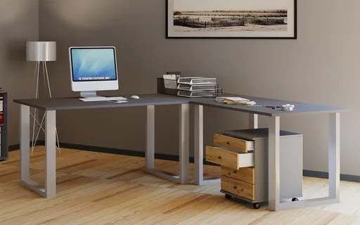 VCM Rohový stůl Lona 220x190x80 U-nohy, antracit