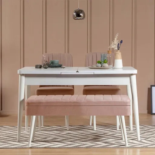 Jídelní set s rozkládacím stolem a židlemi (4 kusy) Vina 0900 - 3 - White, Stone