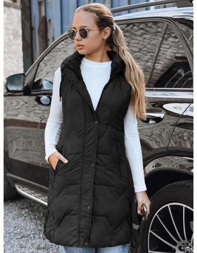 Dámská dlouhá prošívaná vesta, černá