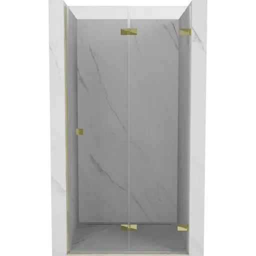 MEXEN/S Lunar-F skládací sprchové dveře pravé 75, transparent, zlatá 836-075-000-50-00-P