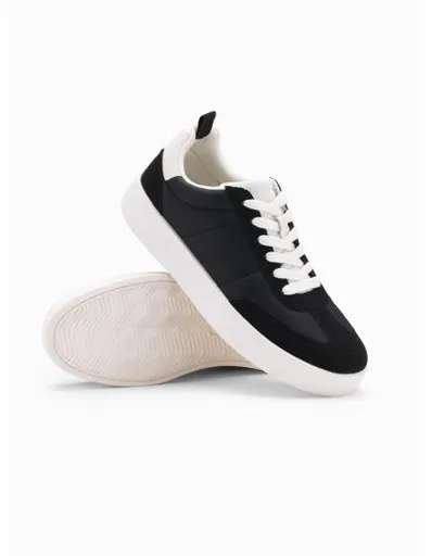 Pánské oldschoolové tenisky na silné podrážce - černé V4 OM-FOSL-0170