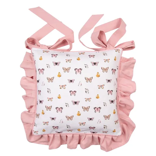 Povlak na sedák s volánky a motýlky Butterfly Paradise - 40*40 cm Clayre & Eef