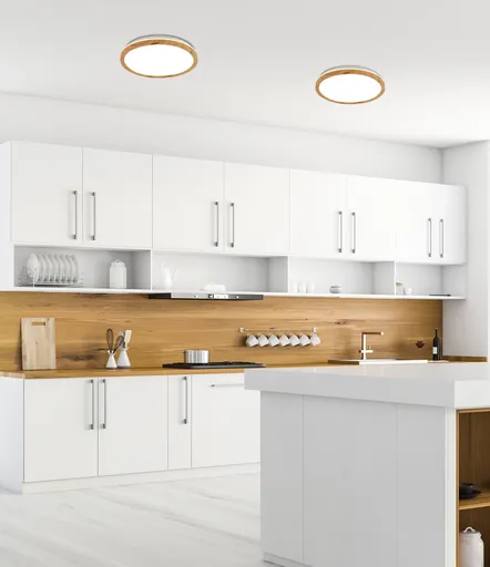 stropní lampa Kato LED 16W bílá, světlé dřevo