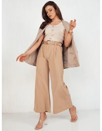 Dámské kalhoty se širokými nohavicemi ALZUR béžová
