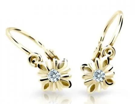 Cutie Diamonds Dětské kytičkové náušnice ze žlutého zlata s diamanty C2261-10-10-X-1-D