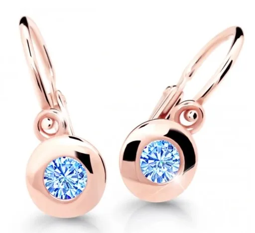 Cutie Jewellery Dětské náušnice z růžového zlata C2589-10-X-4 světle modrá