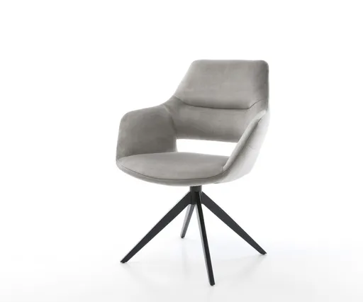 Jídelní židle Yago-Flex s područkami samet šedá křížová podnož