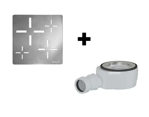 GELCO SET Čtvercová krytka sifonu chrom KSM107CH + sifon SN90 KSM107CH-SN90