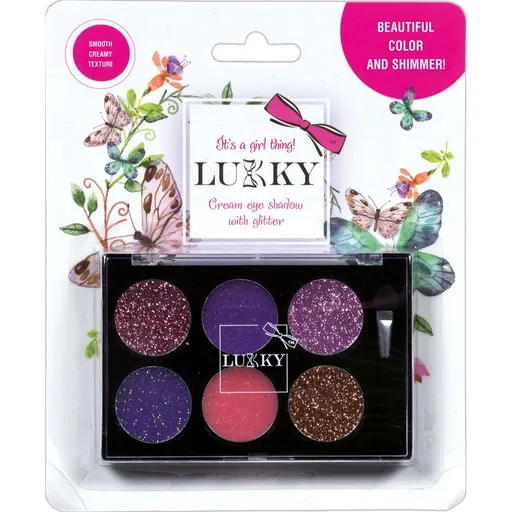 LUKKY paleta očních stínů se třpytkami a štětcem, odstíny fialové