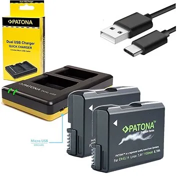 PATONA Foto Dual Quick Nikon EN-EL14 + 2x baterie 1100mAh (PT1966B)