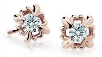 Cutie Jewellery Roztomilé dětské náušnice z růžového zlata C2212-30-X-4 bílá