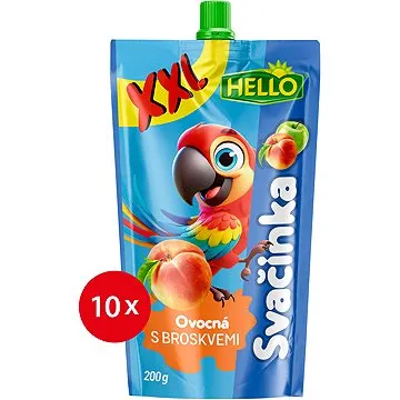 HELLO XXL ovocná kapsička s broskvemi 10× 200 g (8590014639454)