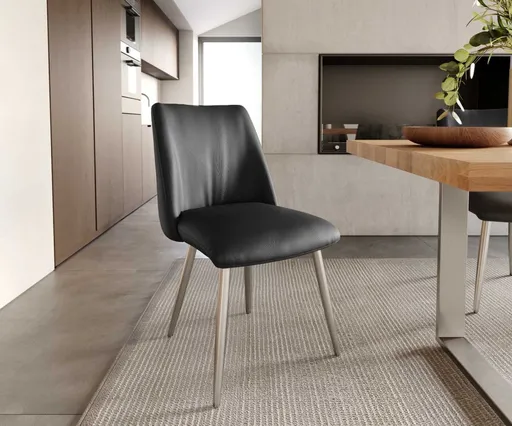 Jídelní židle Elso-Flex zúžená podnož nerezová ocel pravá kůže