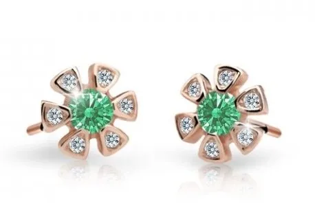 Cutie Jewellery Dětské náušnice z růžového zlata C2156-30-X-4 zelená
