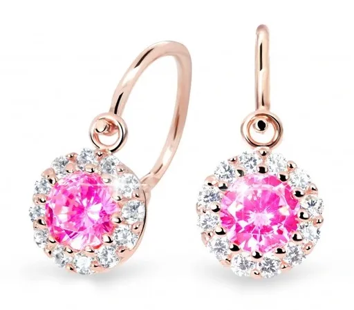 Cutie Jewellery Krásné dětské náušnice z růžového zlata C2745-10-X-4 fuchsiová
