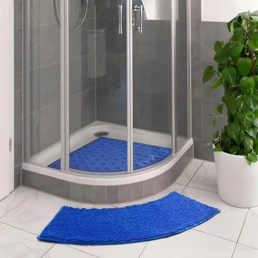 Die moderne Hausfrau Protiskluzová sprchová podložka, rohová, modrá