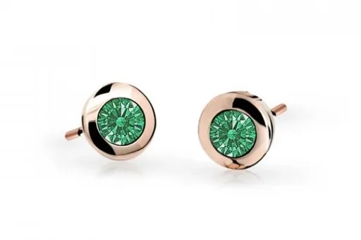 Cutie Jewellery Dětské náušnice z růžového zlata C1537-30-X-4 zelená