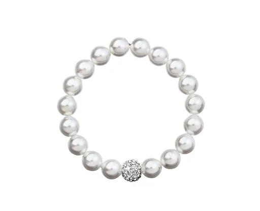Evolution Group - Pavona Perlový náramek s čirými krystaly 33074.1 bílá