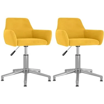 Otočné jídelní židle 2 ks žluté samet, 331103 (331103)